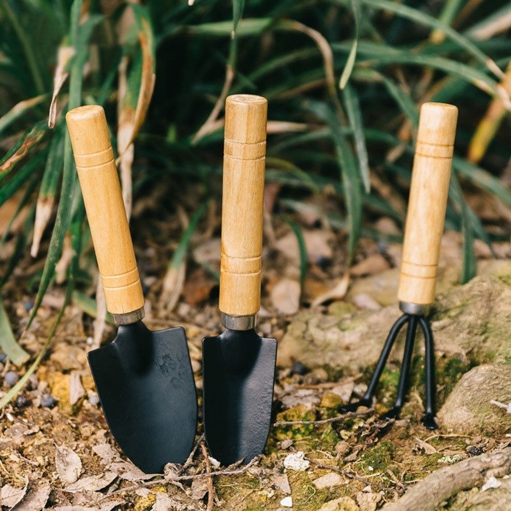 Spade Digging Fork - Multifunktionales Mini-Gartenwerkzeug-Set, Bodenbearbeitungsschaufeln, Robuste Bonsai-Umtopfwerkzeuge, Holzgriff-Schaufel