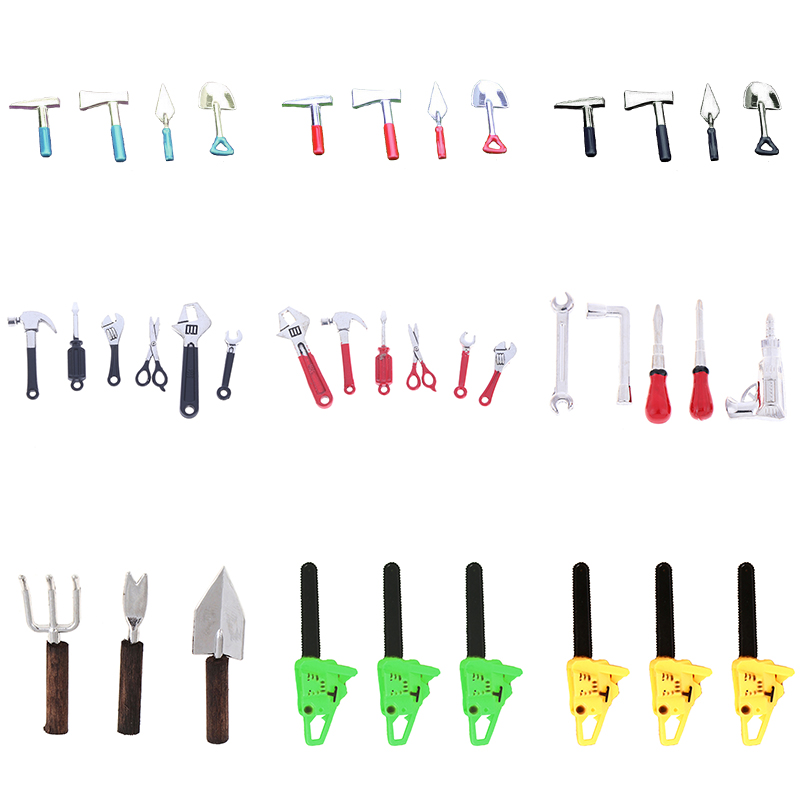 Gardening Tools Bundle - 3/4/5/6pcs Puppenhaus Miniatur-Reparatur-Kits Zubehör Miniatur-Hammers chl