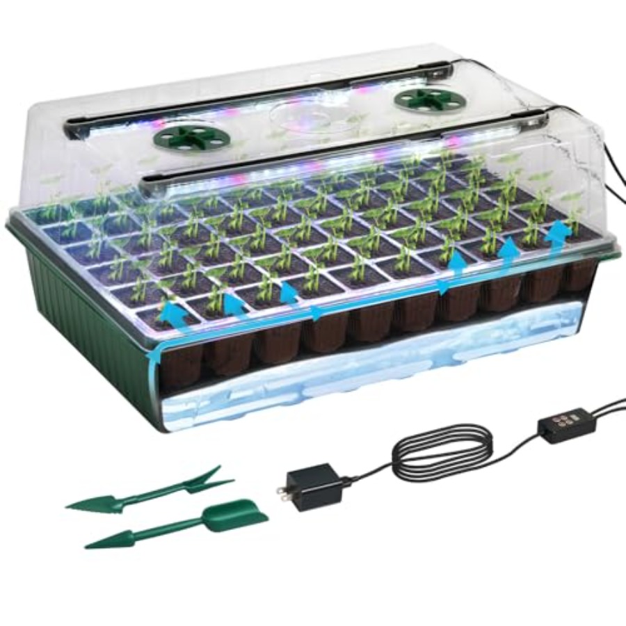 Seed Starter Trays - Anzuchtschale mit Wachstumsbeleuchtung 60-Zellen-Anzuchtset mit 10,3