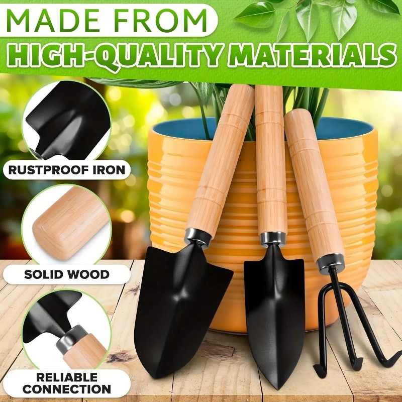 Gardening Tools Bundle - 3-teiliges Mini-Gartengeräte-Set, tragbares kleines Gartengerät mit