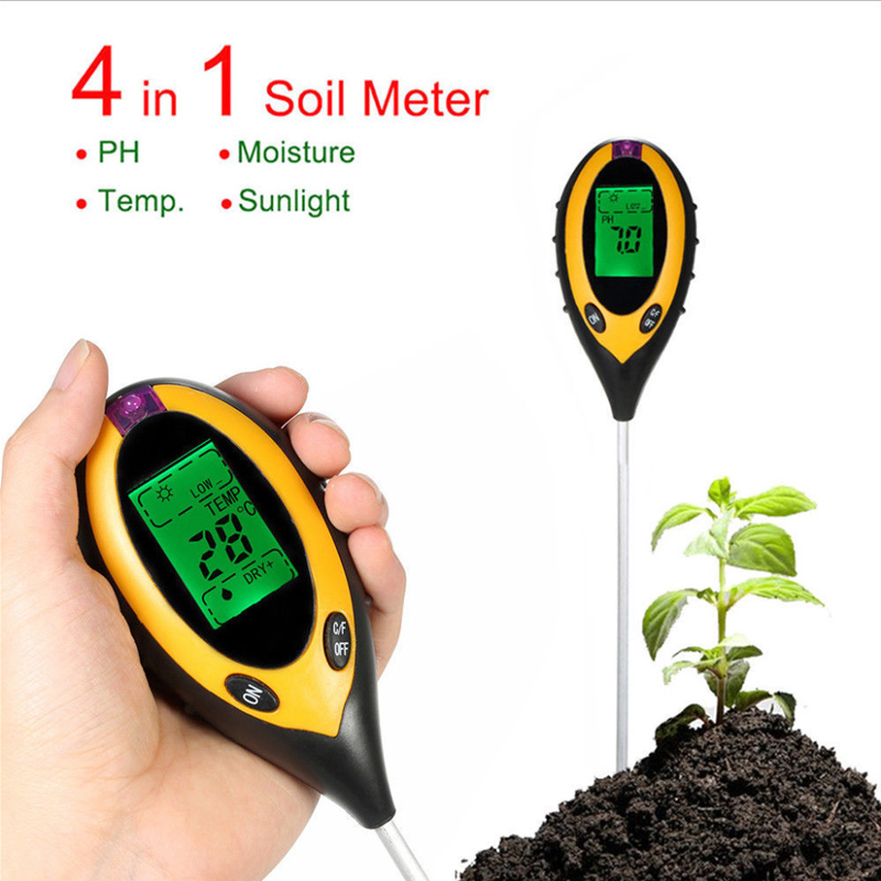 Soil Ph Meter - NEU 2026 LCD Boden-pH-Messgerät Bodentester pH-Feuchtigkeits-Temperatur-Sonnenlichtintensitätsmessung