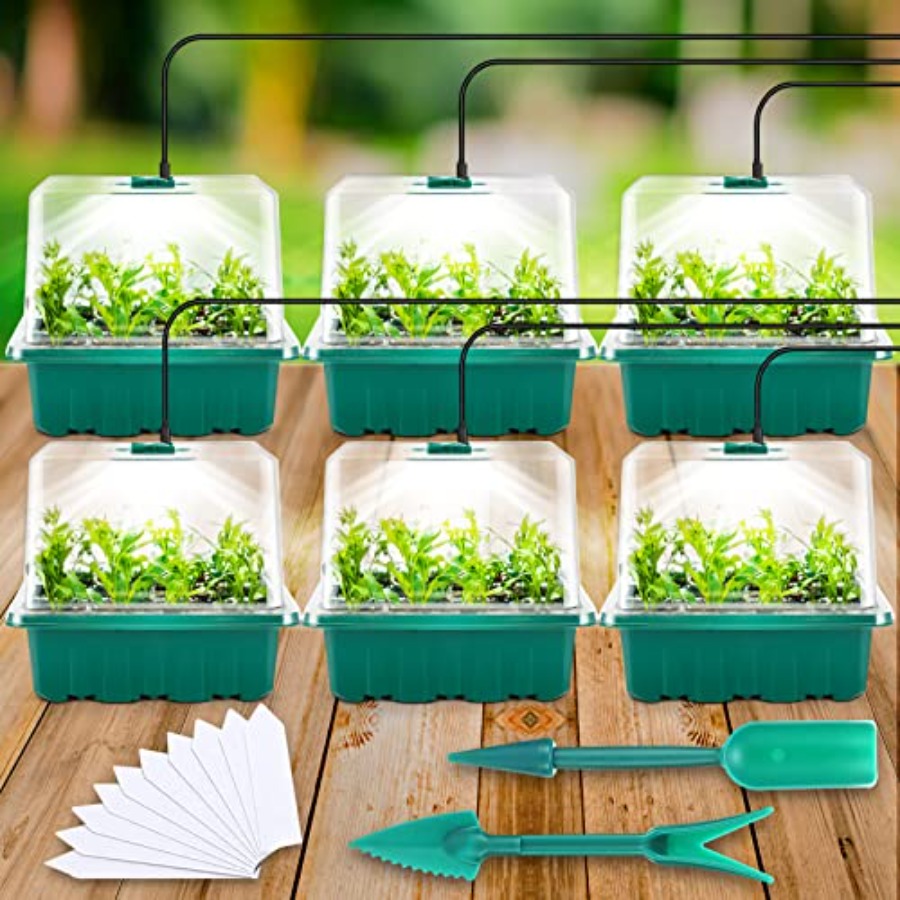 Seed Starter Trays - Anzuchtschale mit Licht, 6-teiliges Anzuchtset mit