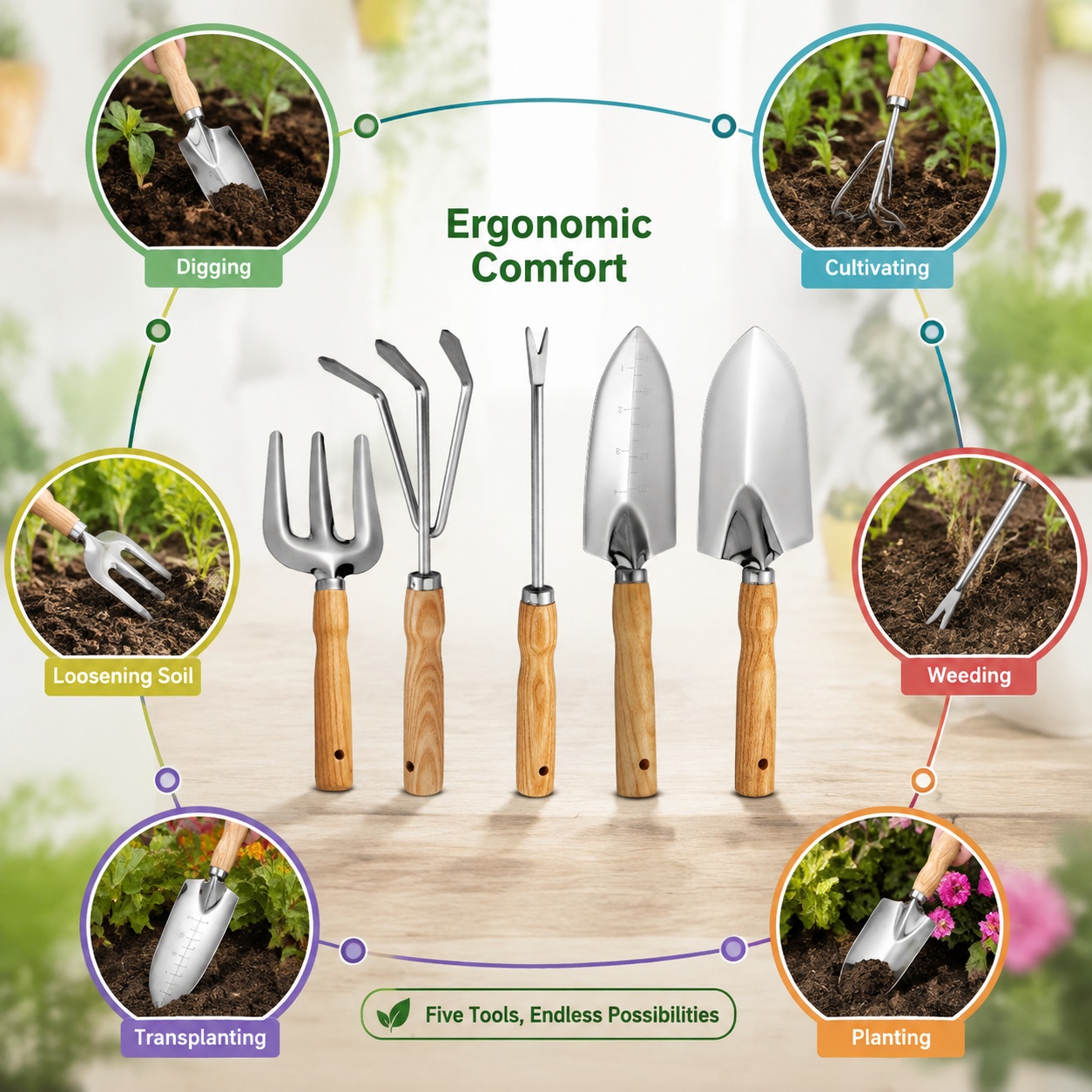 5-teiliges Mini-Gartenwerkzeug – Spade Digging Fork Bewertung und Preis